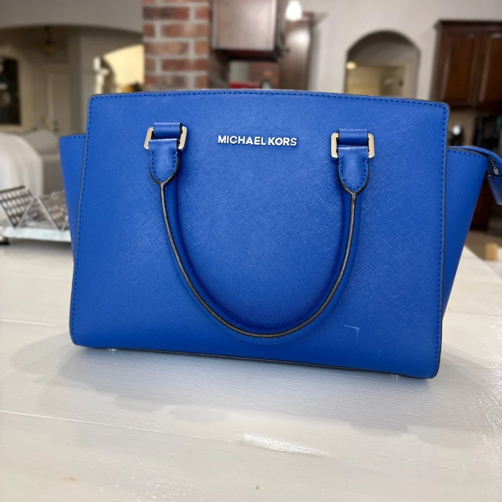 Michael Kors Royal Blue Selma Satchel Purse - Picture 1 of 10